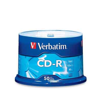 VERBATIM CD-R 700MB 52 X 50PK WIDE WHITE PRINTABLE