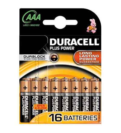 DURACELL PLUS POWER AAA 16'S