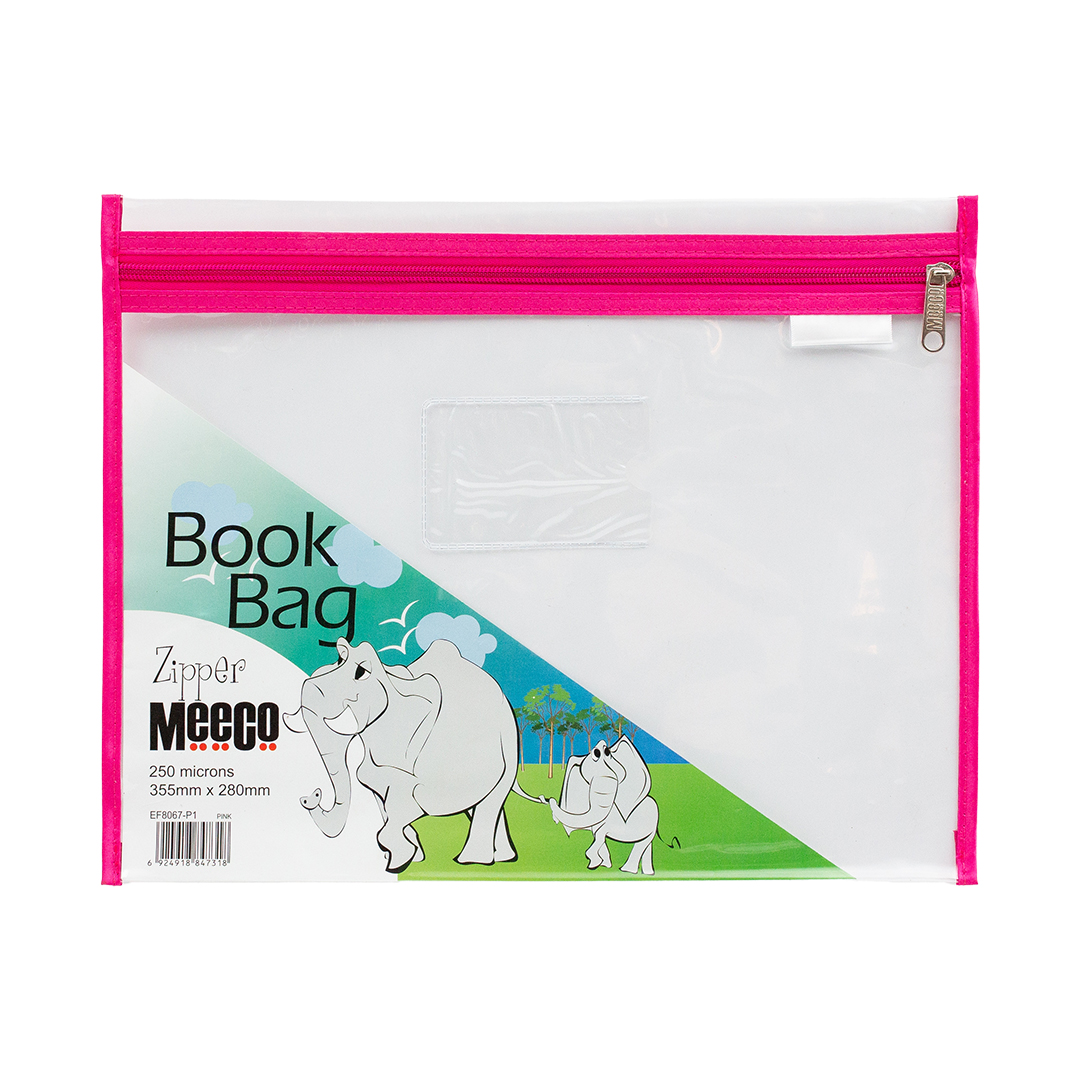 MEECO A4 PVC CLEAR & ZIP PINK
